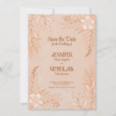 エレガントの花葉とオーナメント結婚の 招待状 (正面)