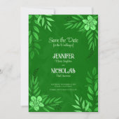 エレガントの花葉とオーナメント結婚の 招待状 (正面)