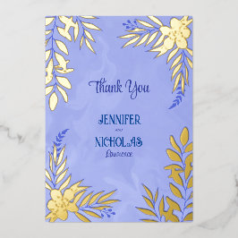 エレガントの花葉とオーナメント結婚の 箔招待状