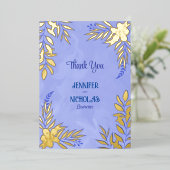 エレガントの花葉とオーナメント結婚の 箔招待状 (立ち正面)