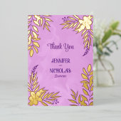 エレガントの花葉とオーナメント結婚の 箔招待状 (立ち正面)