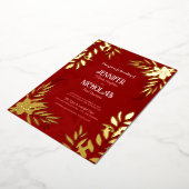 エレガントの花葉とオーナメント結婚の 箔招待状 (回転した状態)