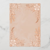 エレガントの花葉とオーナメント結婚の 箔招待状 (裏面)