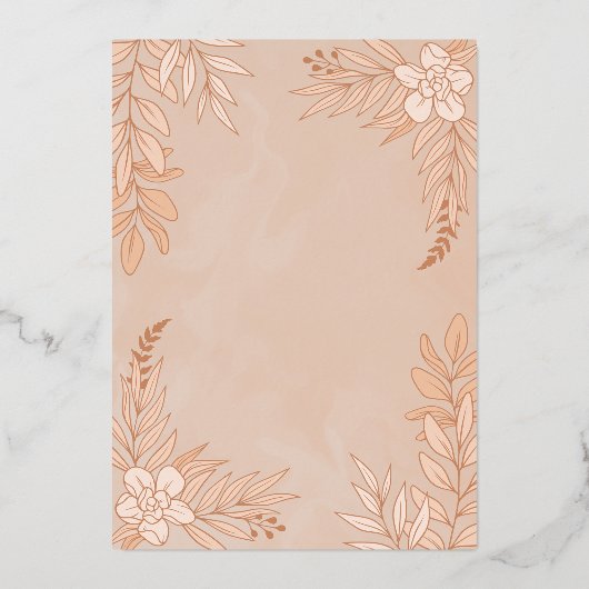 エレガントの花葉とオーナメント結婚の 箔招待状 (裏面)