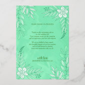 エレガントの花葉とオーナメント結婚の 箔招待状 (裏面)