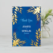 エレガントの花葉とオーナメント結婚の 箔招待状 (立ち正面)