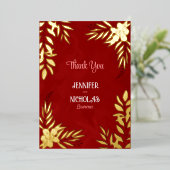 エレガントの花葉とオーナメント結婚の 箔招待状 (立ち正面)