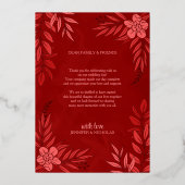 エレガントの花葉とオーナメント結婚の 箔招待状 (裏面)