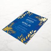 エレガントの花葉とオーナメント結婚の 箔招待状 (回転した状態)