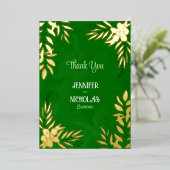 エレガントの花葉とオーナメント結婚の 箔招待状 (立ち正面)