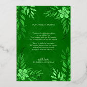 エレガントの花葉とオーナメント結婚の 箔招待状 (裏面)