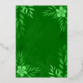 エレガントの花葉とオーナメント結婚の 箔招待状 (裏面)