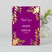 エレガントの花葉とオーナメント結婚の 箔招待状 (立ち正面)