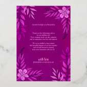 エレガントの花葉とオーナメント結婚の 箔招待状 (裏面)