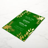 エレガントのFに葉は花と結婚オーナメント 箔招待状 (回転した状態)