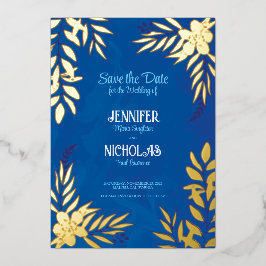 エレガントのFに葉は花と結婚オーナメント 箔招待状