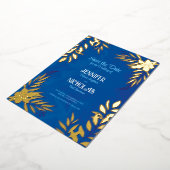 エレガントのFに葉は花と結婚オーナメント 箔招待状 (回転した状態)