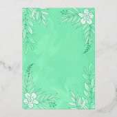 エレガントのFに葉は花と結婚オーナメント 箔招待状 (裏面)