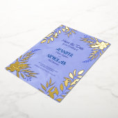 エレガントのFに葉は花と結婚オーナメント 箔招待状 (回転した状態)