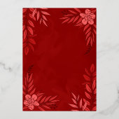 エレガントのFに葉は花と結婚オーナメント 箔招待状 (裏面)