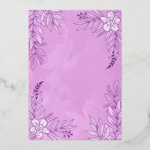 エレガントのFに葉は花と結婚オーナメント 箔招待状 (裏面)