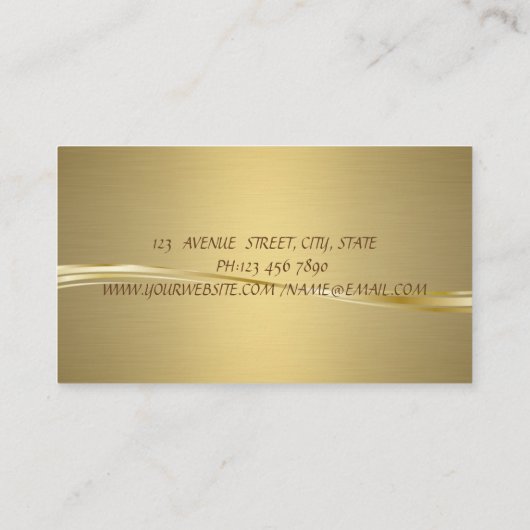 エレガントはさみ、花の羽フェイク金ゴールド 名刺 (裏面)