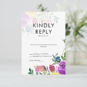 エレガントはっきりしたカラフルフローラの水結婚色 出欠カード (スタンド正面)