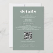 エレガントはっきりしたシンプル白いセージの緑の結婚写真 招待状 (裏面)