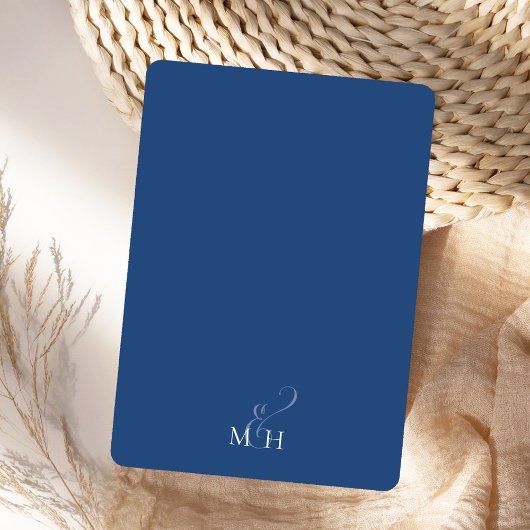 エレガントはっきりしたタイポグラフィクラシックブルーフローラ 招待状