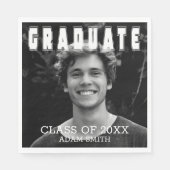 エレガントはっきりしたタイポグラフィ写真卒業会 スタンダードランチョンナプキン (正面)