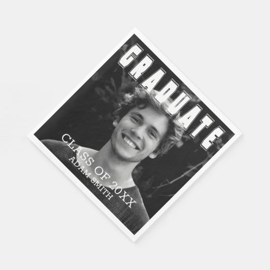 エレガントはっきりしたタイポグラフィ写真卒業会 スタンダードランチョンナプキン (角)