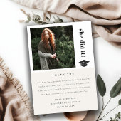 エレガントはっきりしたタイポグラフィ卒業用キャップ写真 サンキューカード