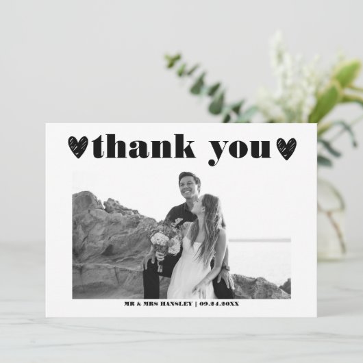 エレガントはっきりしたタイポグラフィ | 写真サンキューカード サンキューカード (スタンド正面)