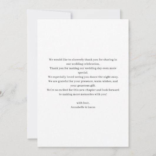 エレガントはっきりしたタイポグラフィ | 写真サンキューカード サンキューカード (裏面)