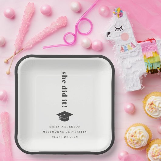 エレガントはっきりしたミニマルタイポグラフィ目盛キャップ ペーパープレート (パーティー)