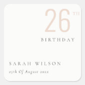 エレガントはっきりしたミニマルダスキー赤面Any Age誕生日 スクエアシール (正面)