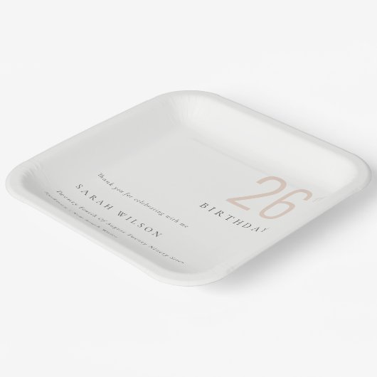 エレガントはっきりしたミニマルダスキー赤面Any Age誕生日 ペーパープレート (傾斜あり)