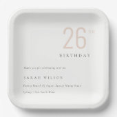 エレガントはっきりしたミニマルダスキー赤面Any Age誕生日 ペーパープレート (正面)