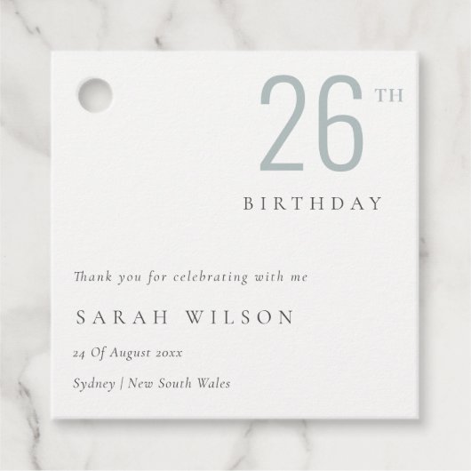 エレガントはっきりしたミニマルデュスキーブルーAny Age誕生日 フェイバータグ (正面)