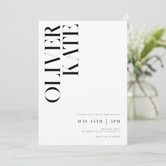 エレガントはっきりしたモダンタイポグラフィ結婚s 招待状 (スタンド正面)