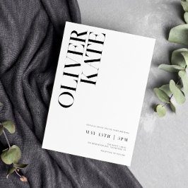 エレガントはっきりしたモダンタイポグラフィ結婚s 招待状