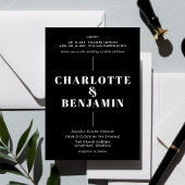 エレガントはっきりしたモダン白と黒結婚の 招待状