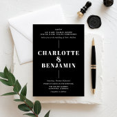 エレガントはっきりしたモダン白と黒結婚の 招待状