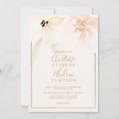 エレガントはっきりした金ゴールド軟フローラ水結婚色 招待状 (正面)