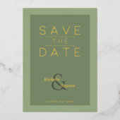 エレガントはっきりしたSage Green Foil Save Date Card 箔シーズンカード (正面)