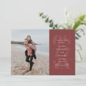 エレガントはっきりしたterracotta赤い写真の日付を保存 セーブザデート (スタンド正面)