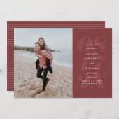 エレガントはっきりしたterracotta赤い写真の日付を保存 セーブザデート (正面/裏面)