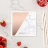 エレガントひし幾何学白大理石バラ金ゴールド スタンダードカクテルナプキン (インサイチュ)