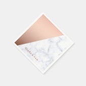 エレガントひし幾何学白大理石バラ金ゴールド スタンダードカクテルナプキン (角)