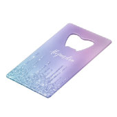 エレガントひなスタイリッシュ青と紫のグリッター クレジットカード栓抜き (裏面アングル)